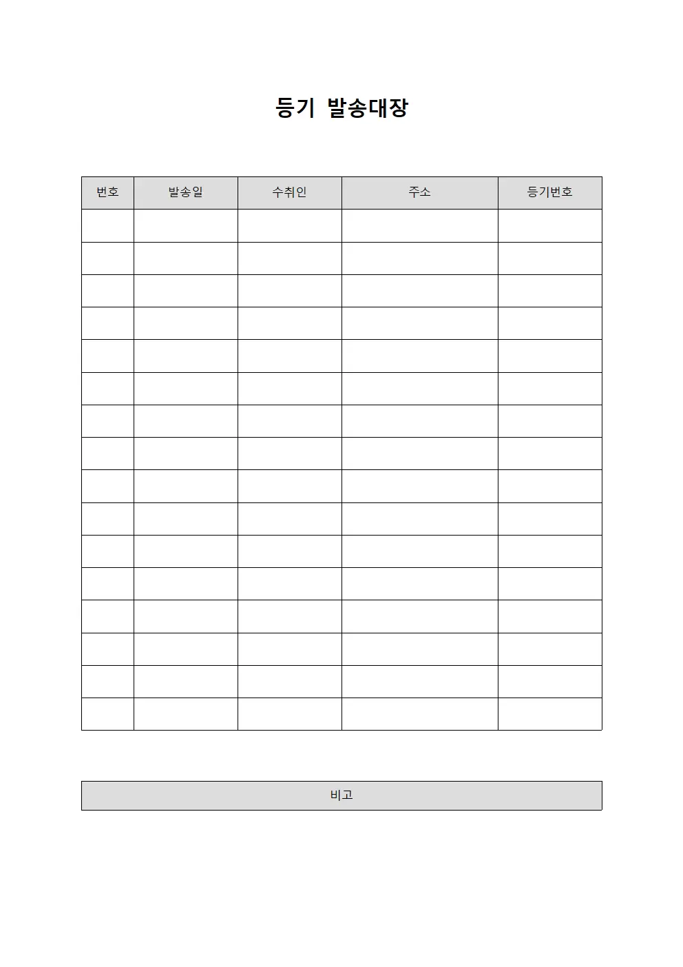 등기발송대장 (부서별서류접수현황)