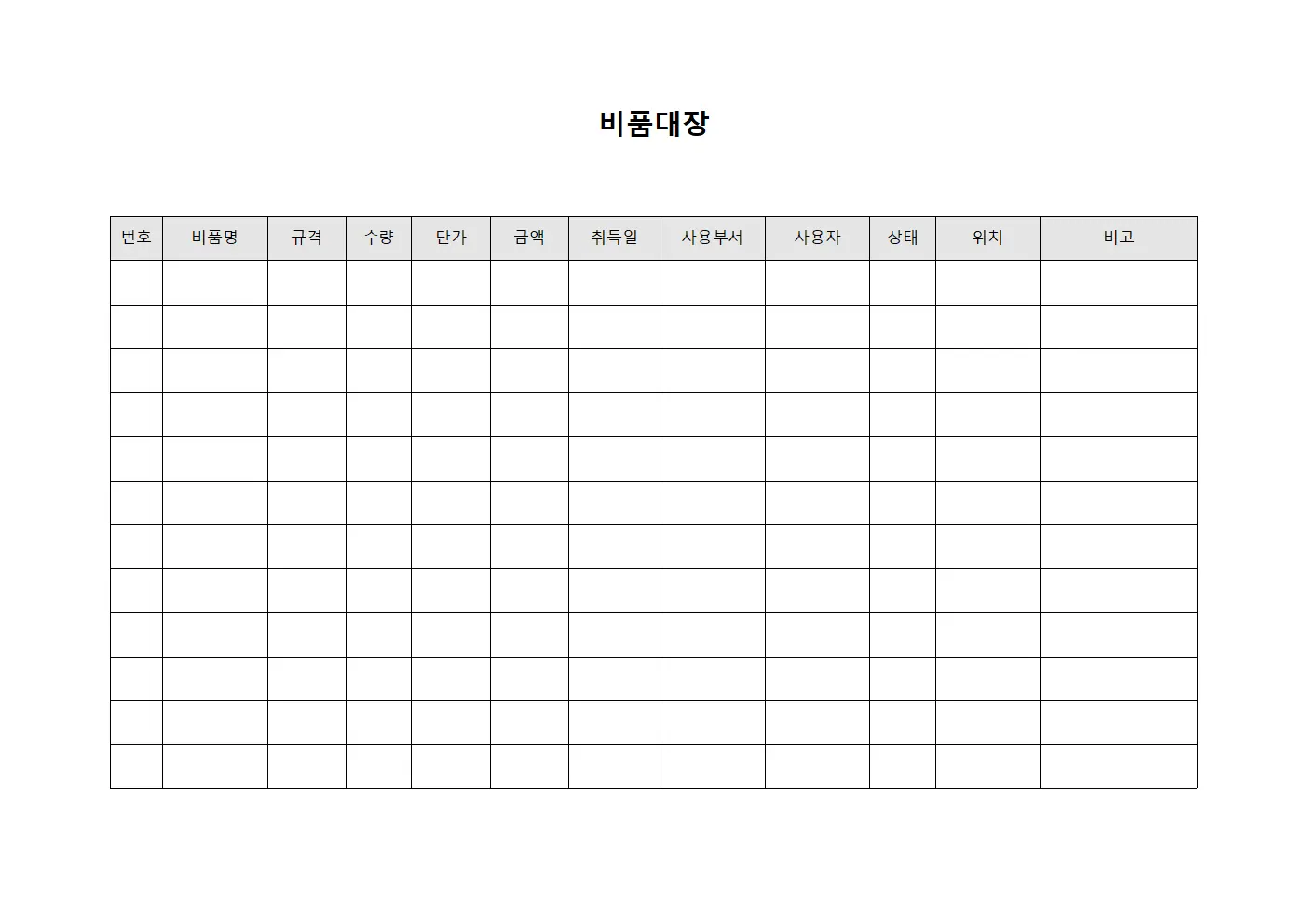 비품대장 (물품 사용현황)