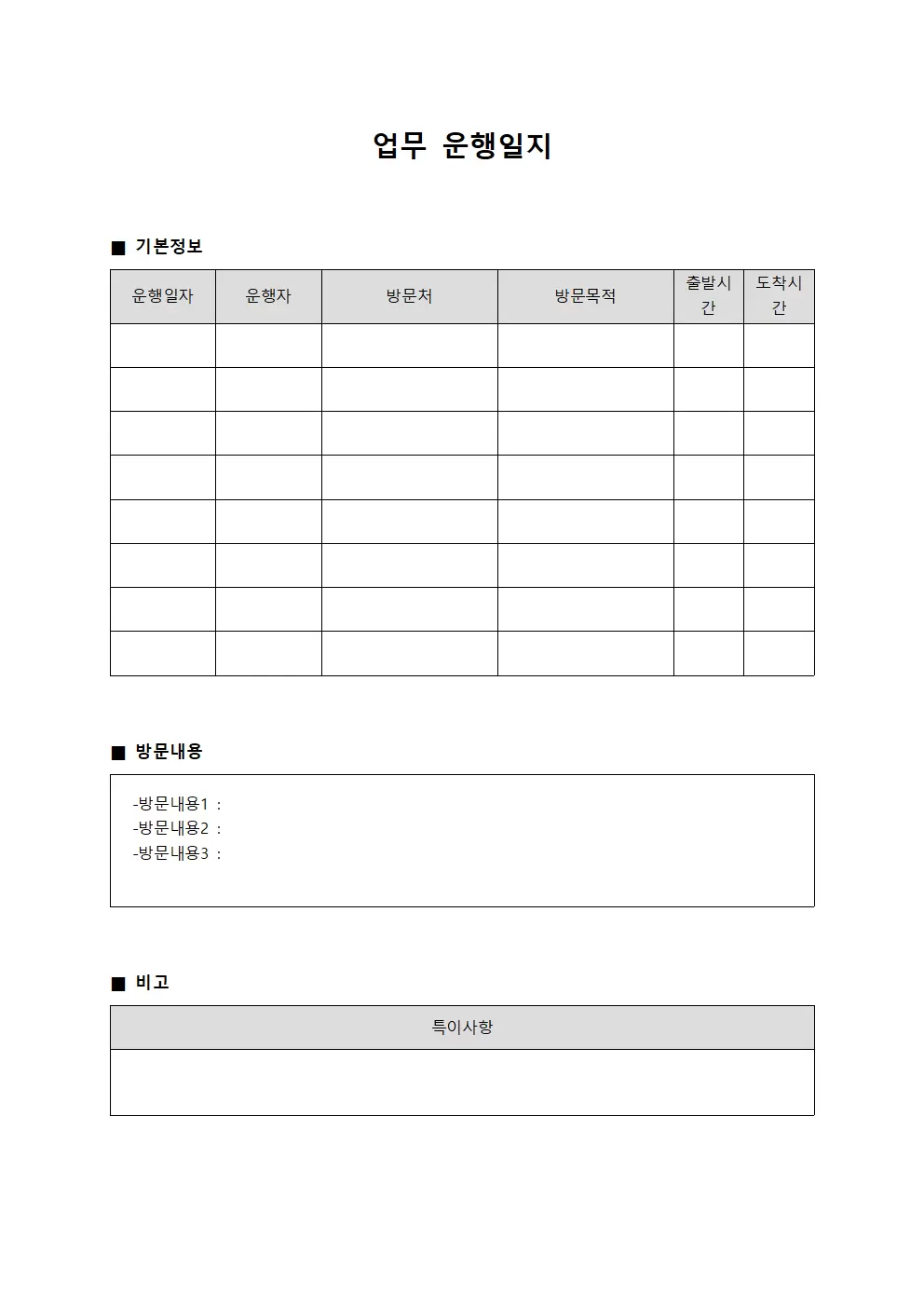 업무운행일지 (협력사방문)