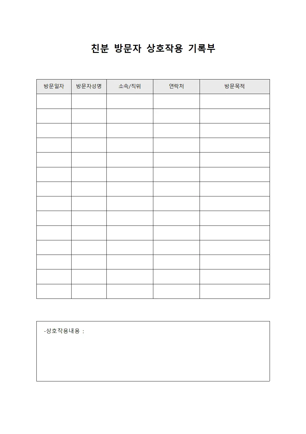 친분 방문자 상호작용 기록부