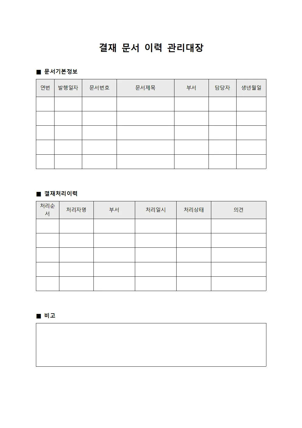 결재 문서 이력 관리대장