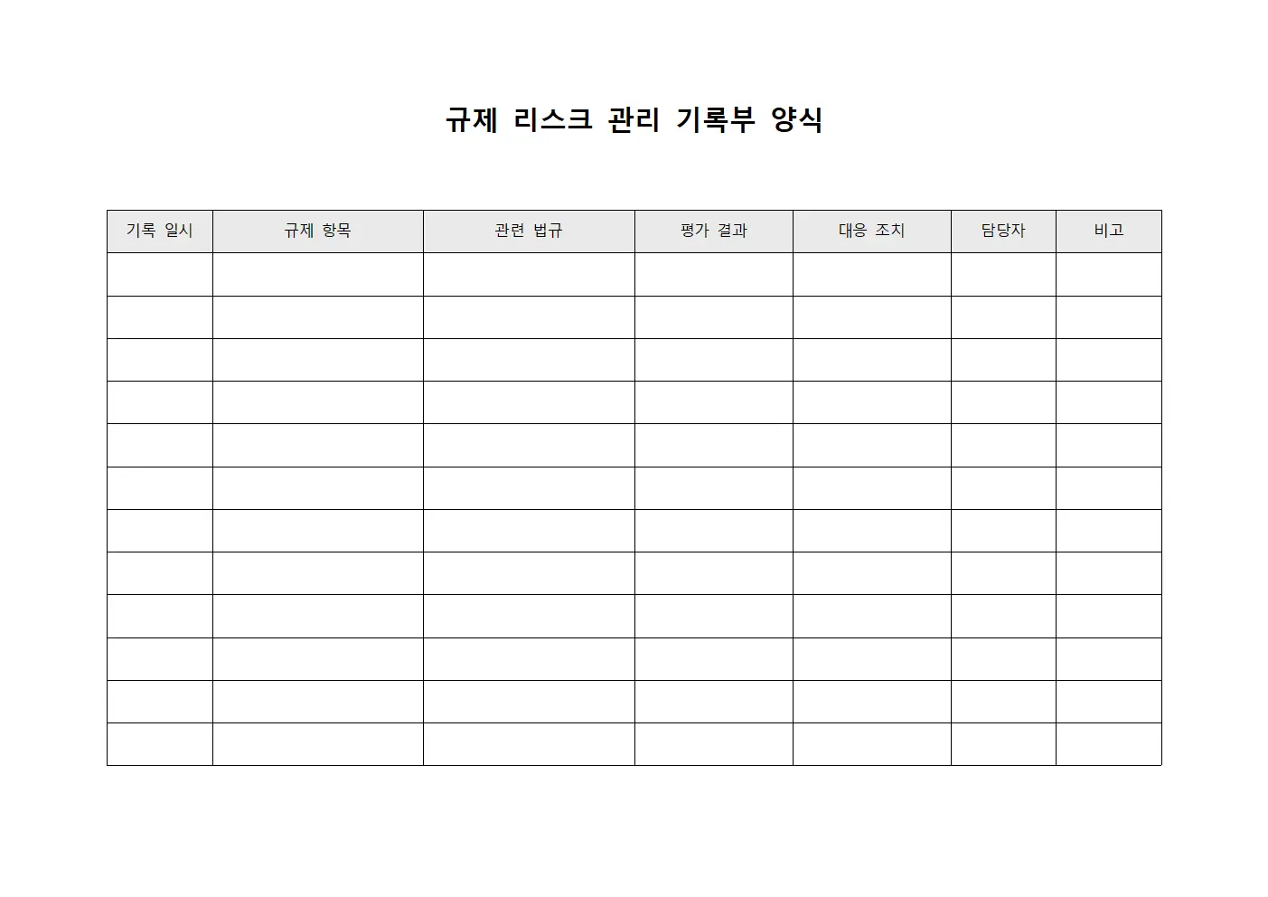 규제 리스크 관리 기록부