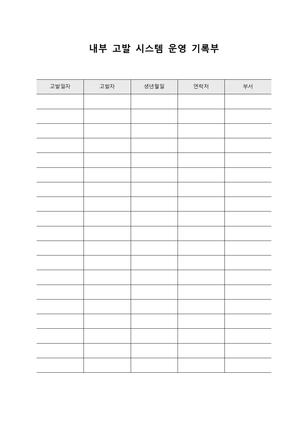 내부 고발 시스템 운영 기록부