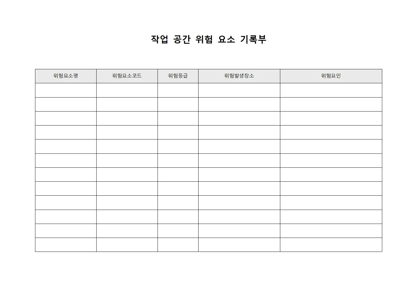 작업 공간 위험 요소 기록부