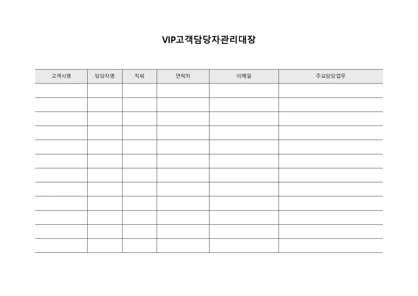 VIP고객담당자관리대장