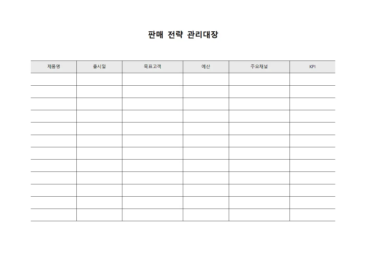 판매 전략 관리대장