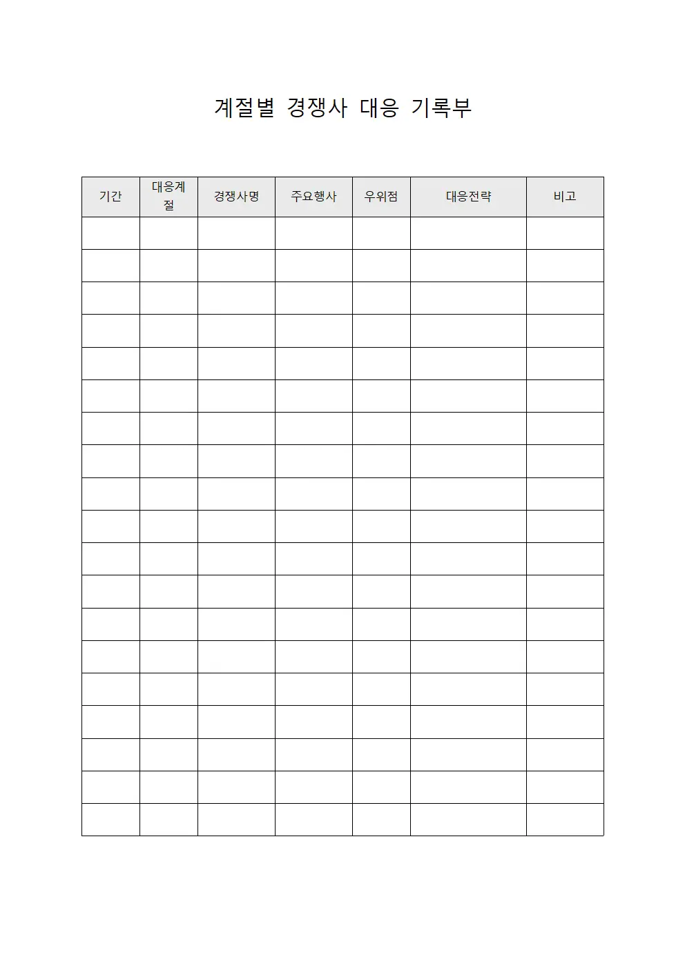 계절별 경쟁사 대응 기록부