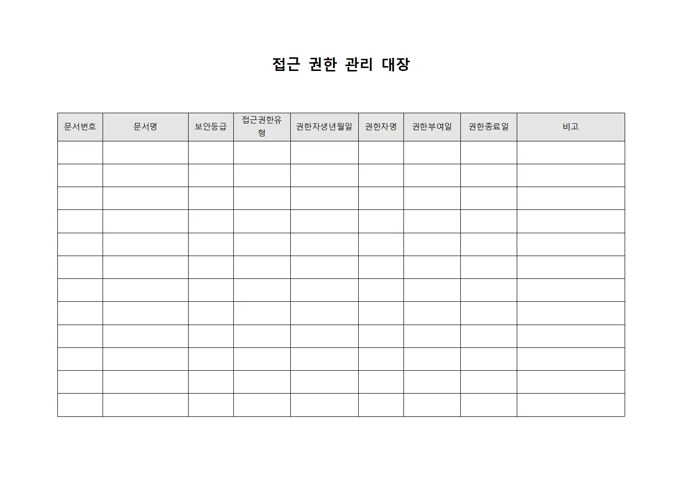 접근 권한 관리 대장