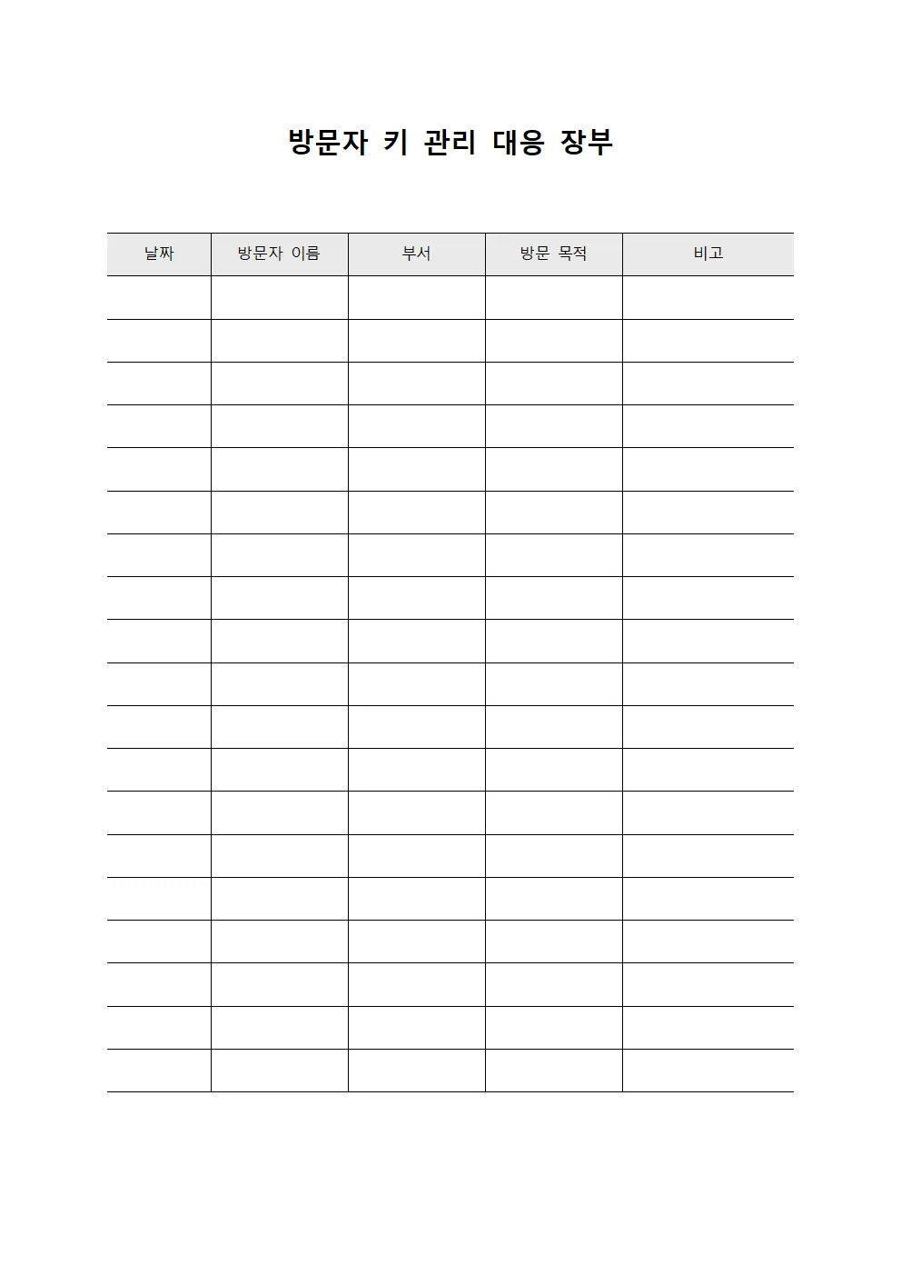 방문자 키 관리 대응 장부