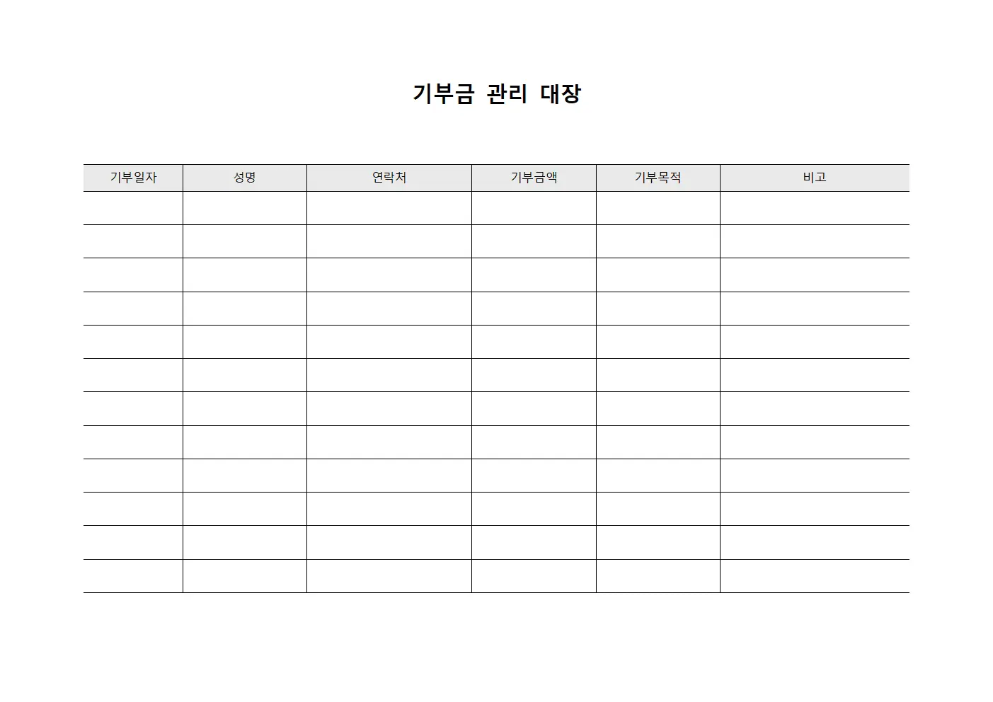 기부금 관리 대장
