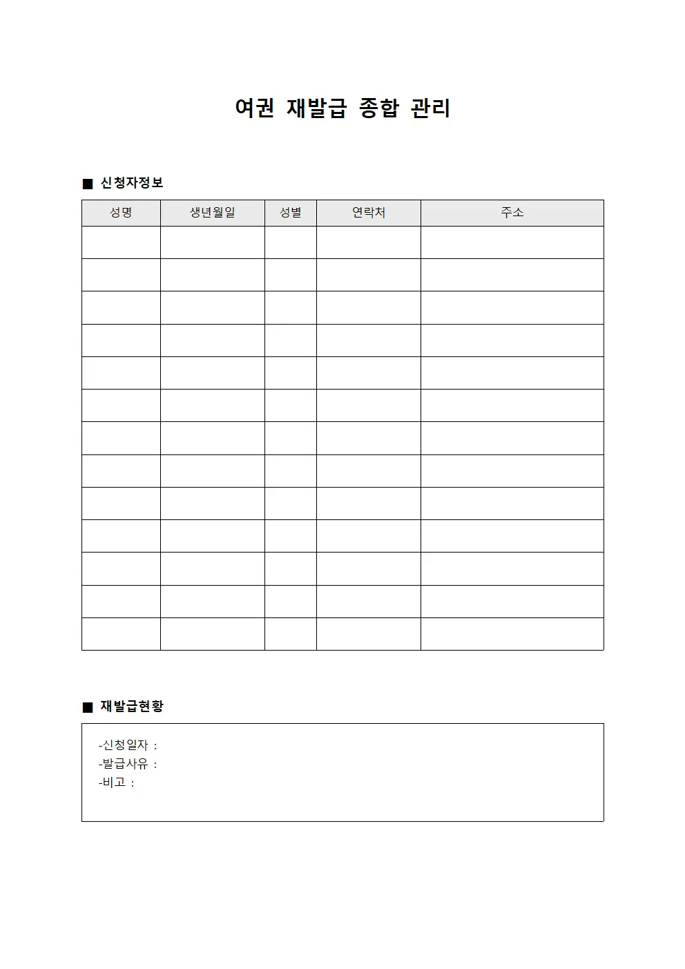 여권 재발급 종합 관리