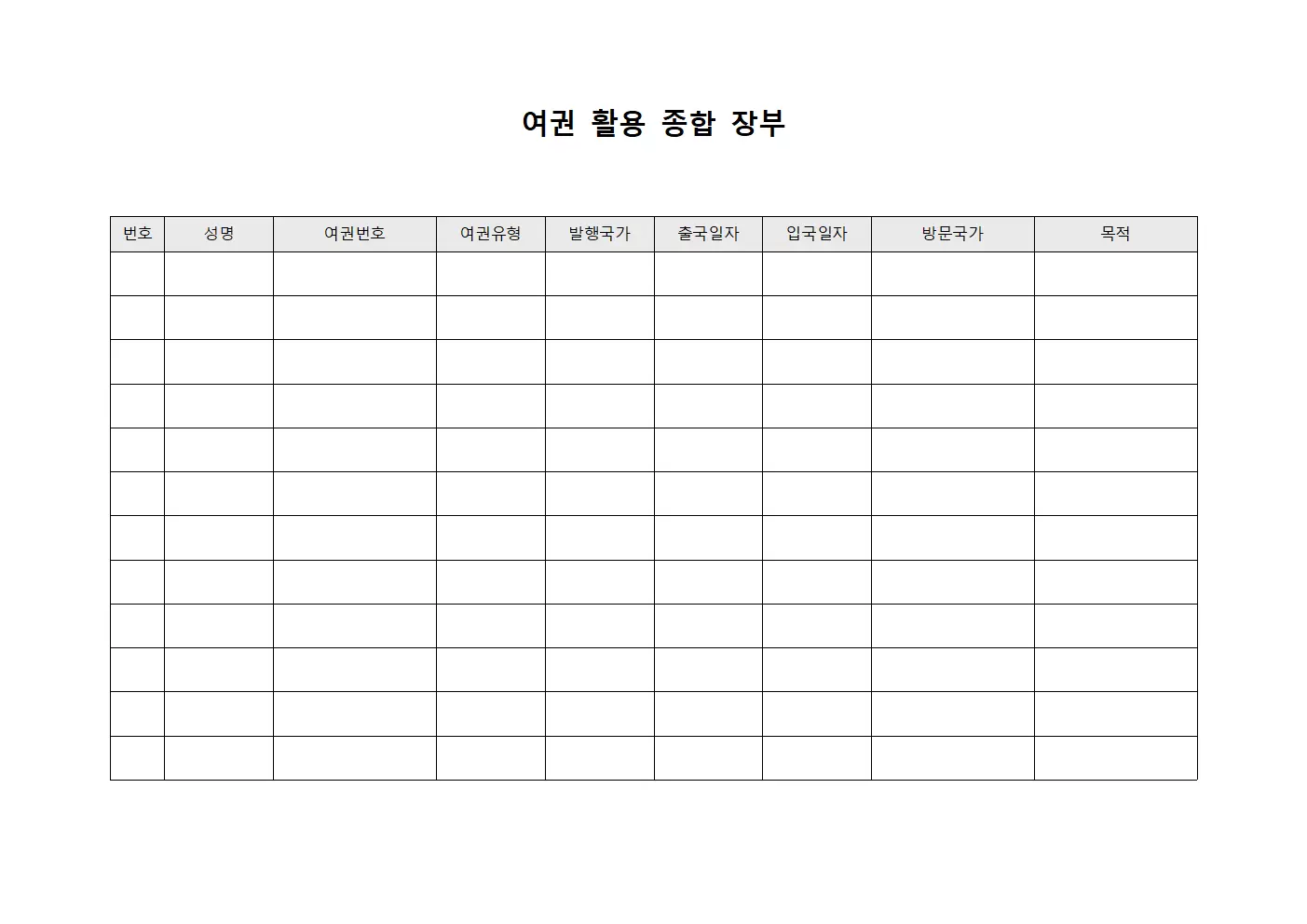 여권 활용 종합 장부