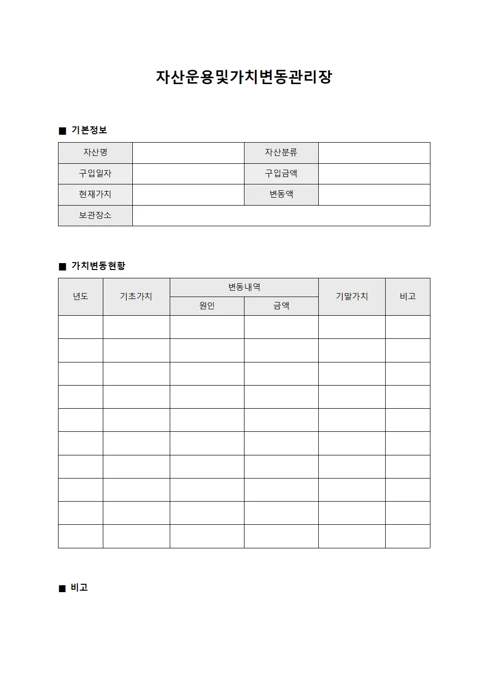 자산운용및가치변동관리장