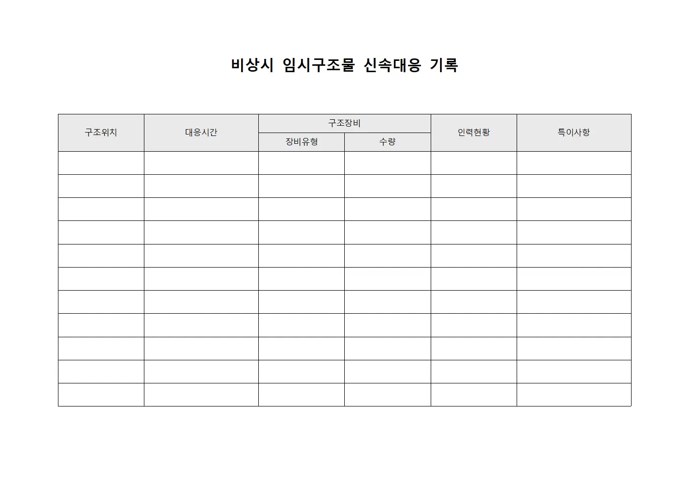 비상시 임시구조물 신속대응 기록
