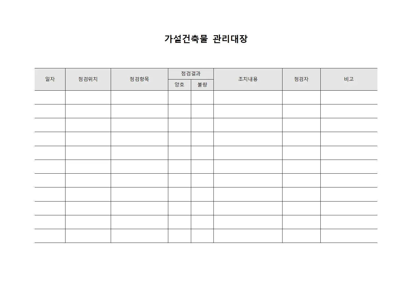 가설건축물관리대장 - 일일점검및보고현황