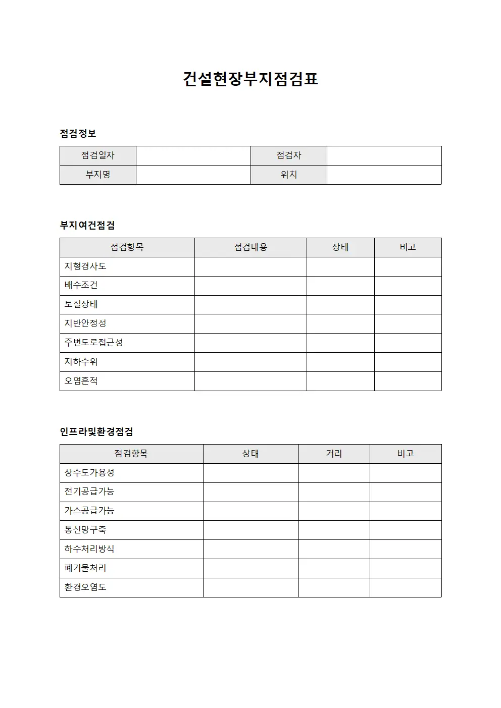 건설현장부지점검표