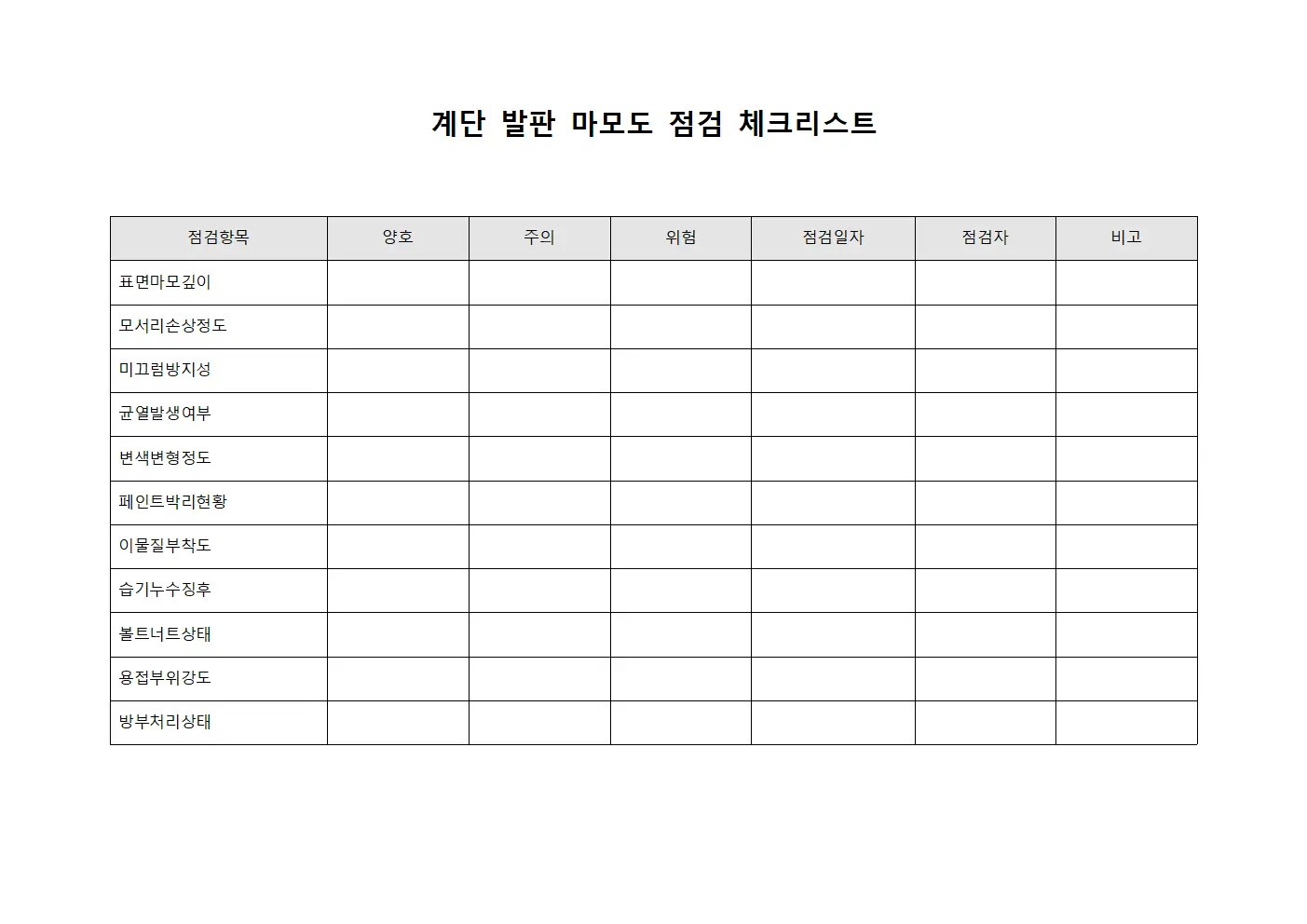 계단 발판 마모도 점검 체크리스트