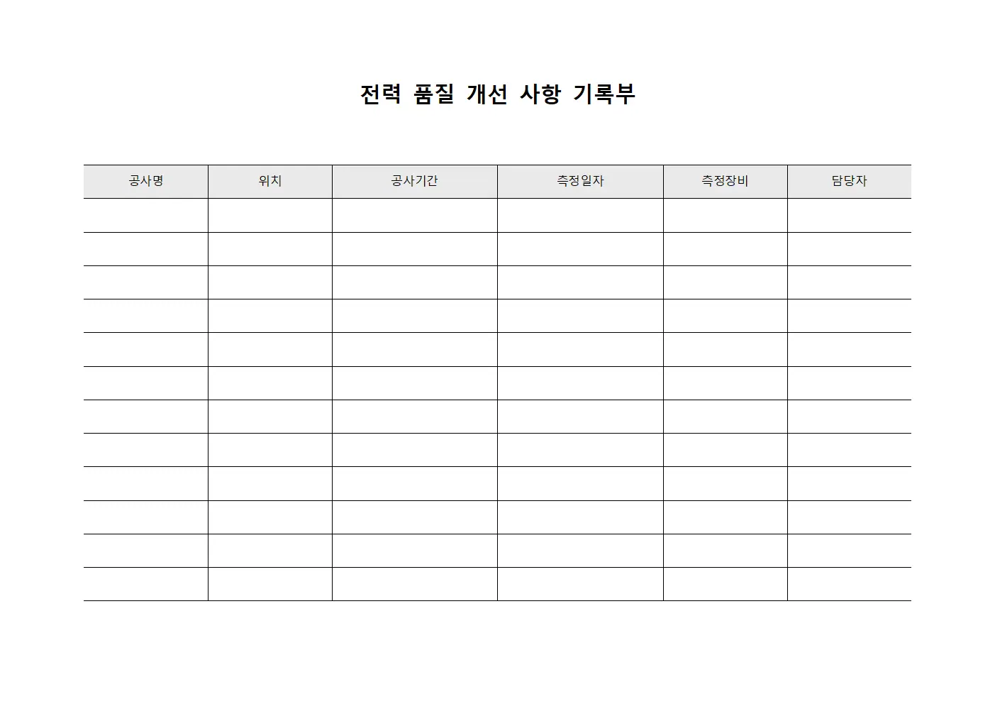 전력 품질 개선 사항 기록부