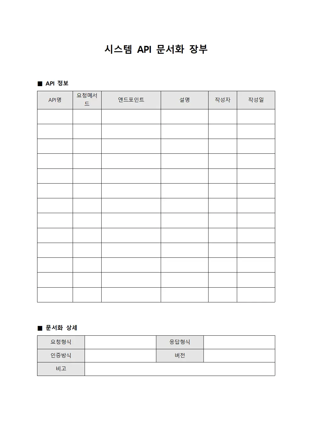 시스템 API 문서화 장부