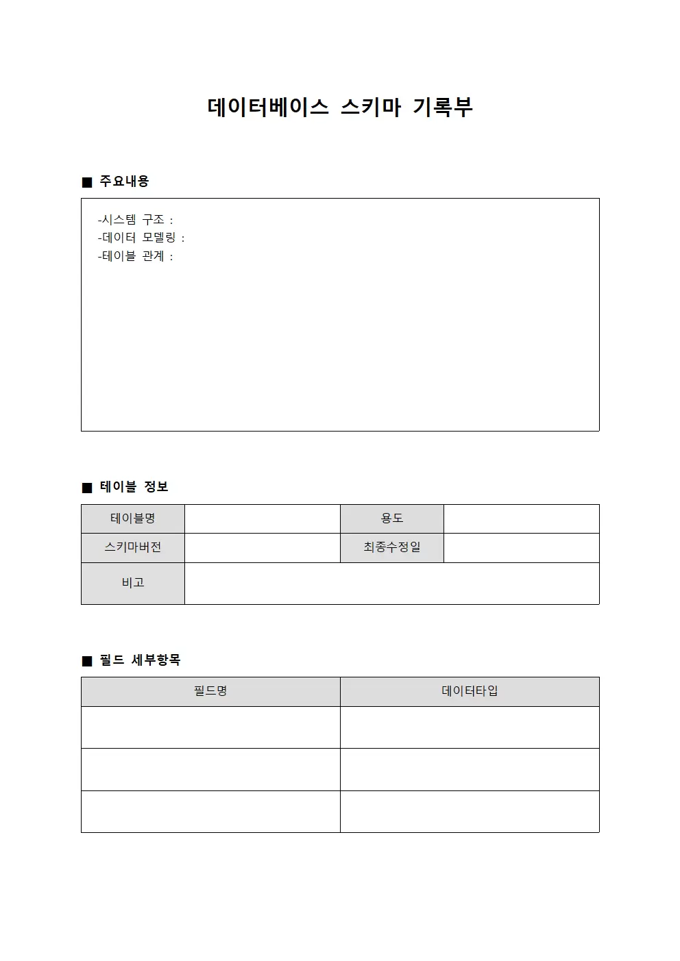 데이터베이스 스키마 기록부