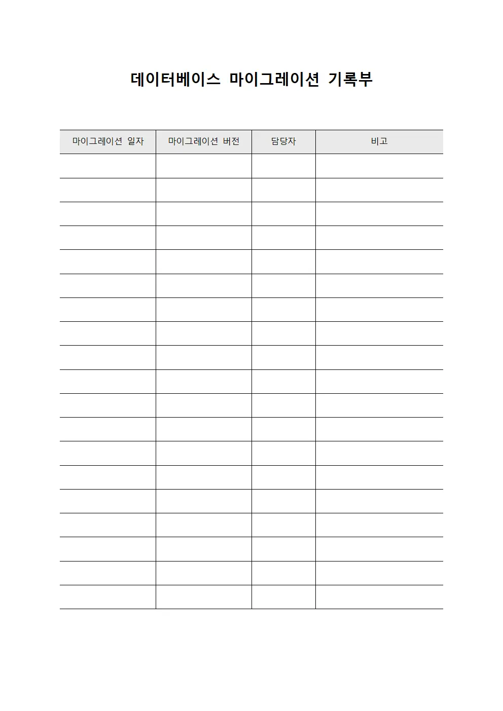 데이터베이스 마이그레이션 기록부