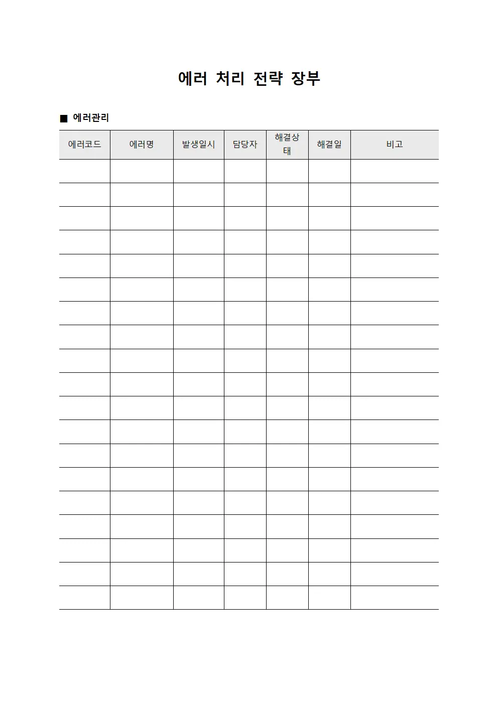 에러 처리 전략 장부