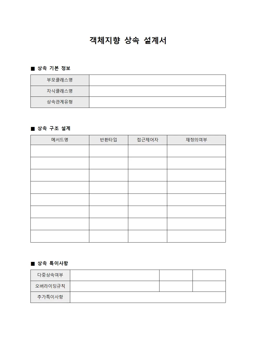 객체지향 상속 설계서