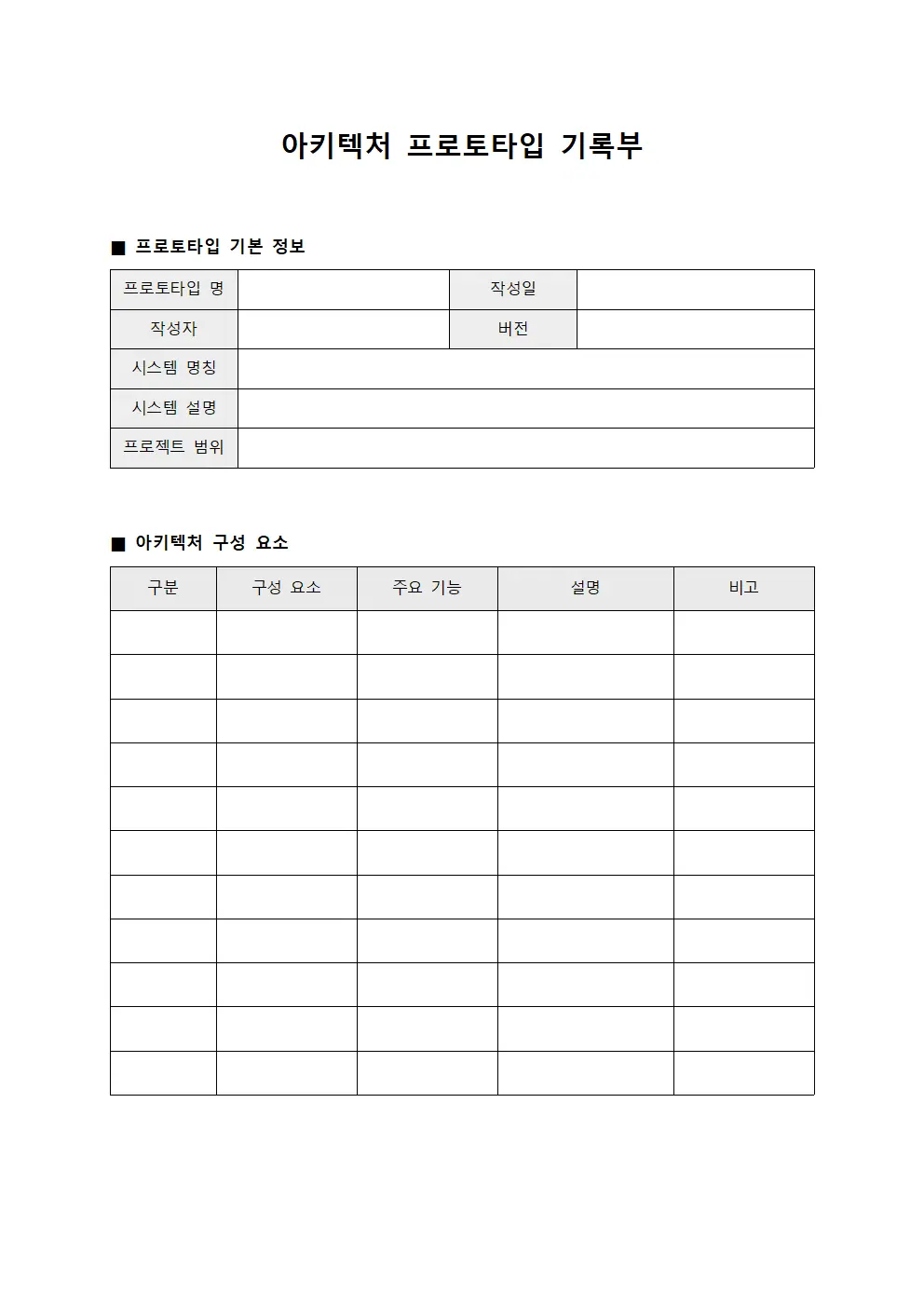 아키텍처 프로토타입 기록부