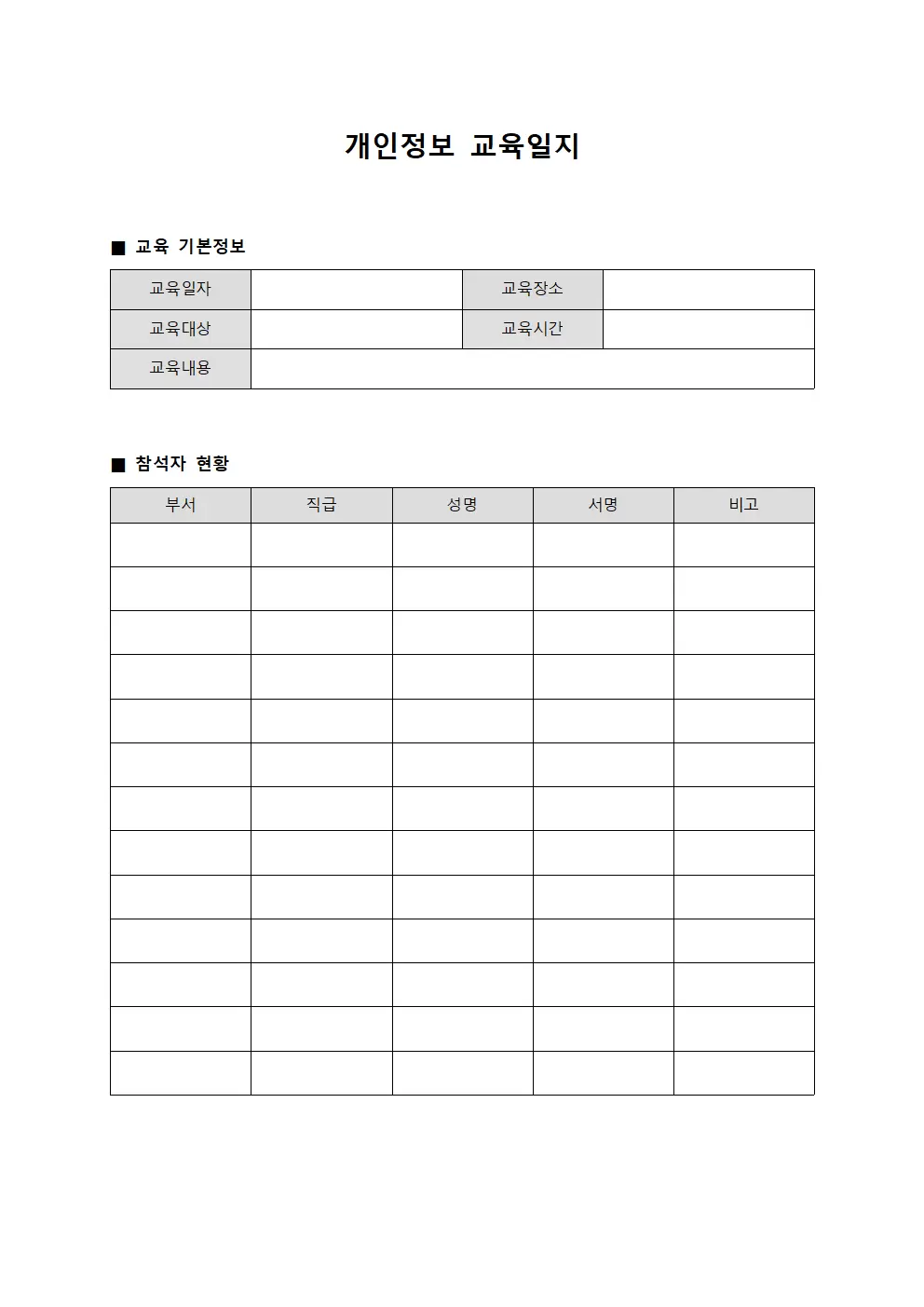 개인정보 교육일지 - 개발팀 보안교육 현황