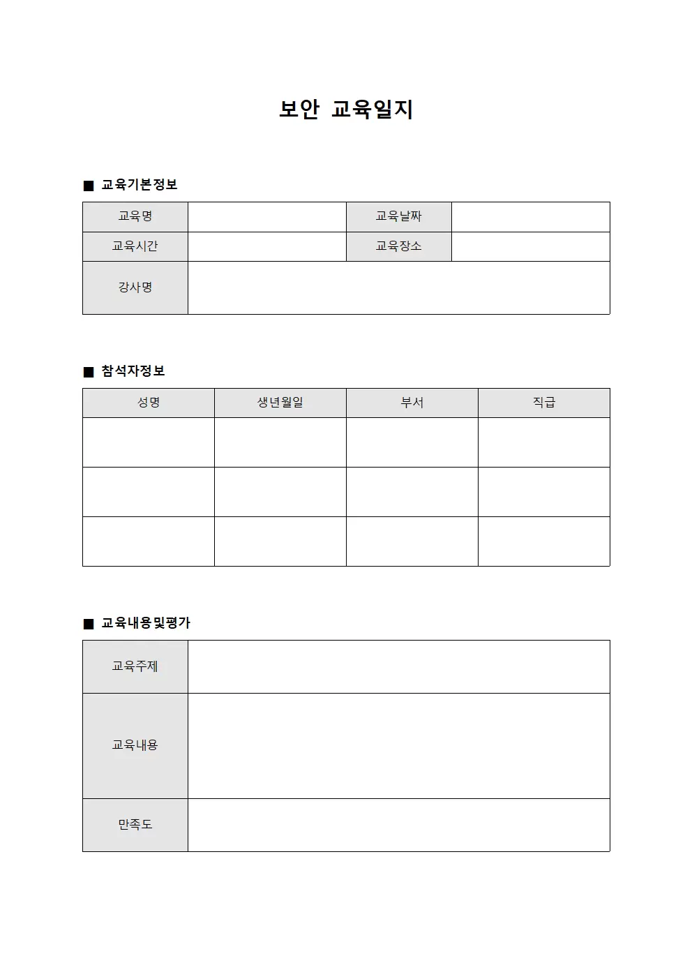 위기대응역량강화 보안교육일지
