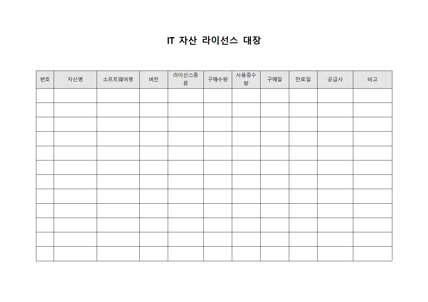 IT 자산 라이선스 대장 양식파일
