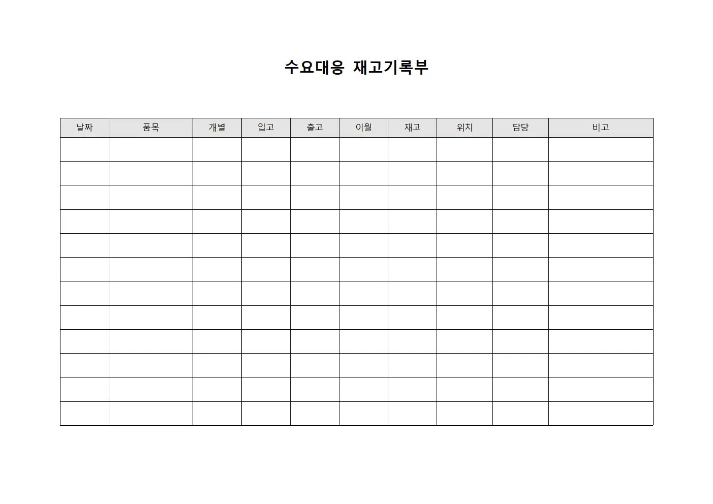 수요대응 재고기록부
