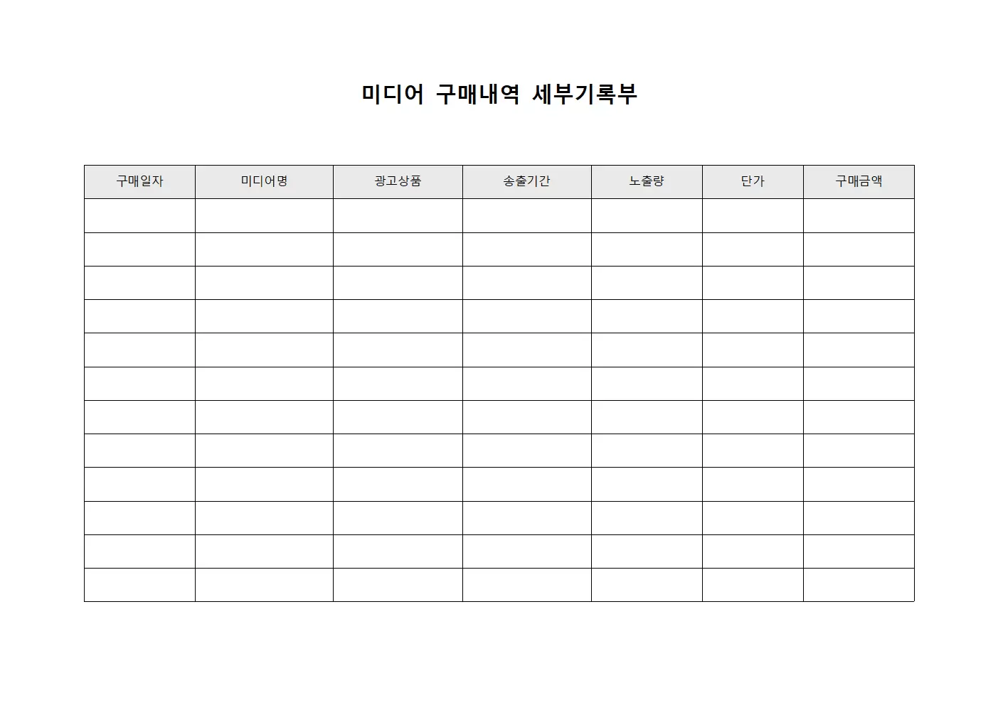 미디어 구매내역 세부기록부