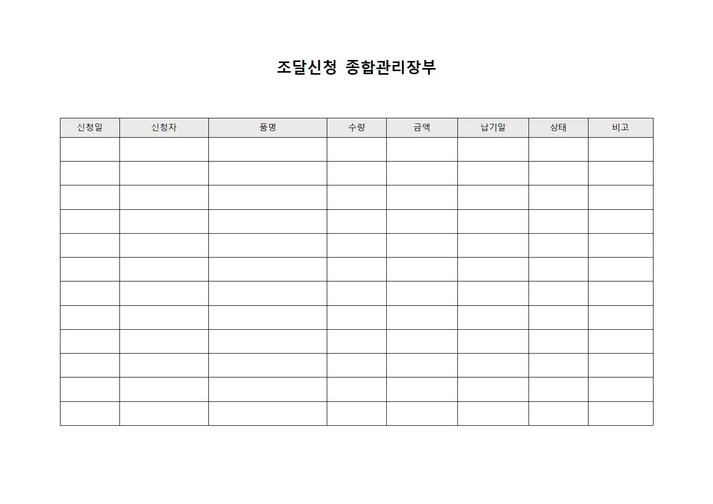 조달신청 종합관리장부