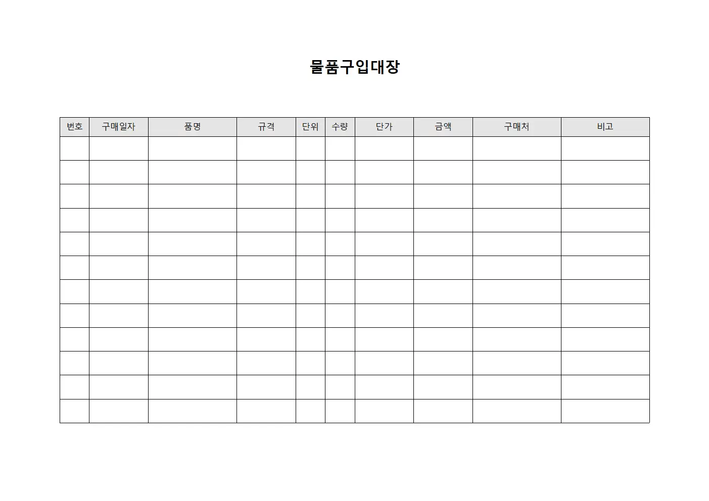 판매처 물품구입대장 현황