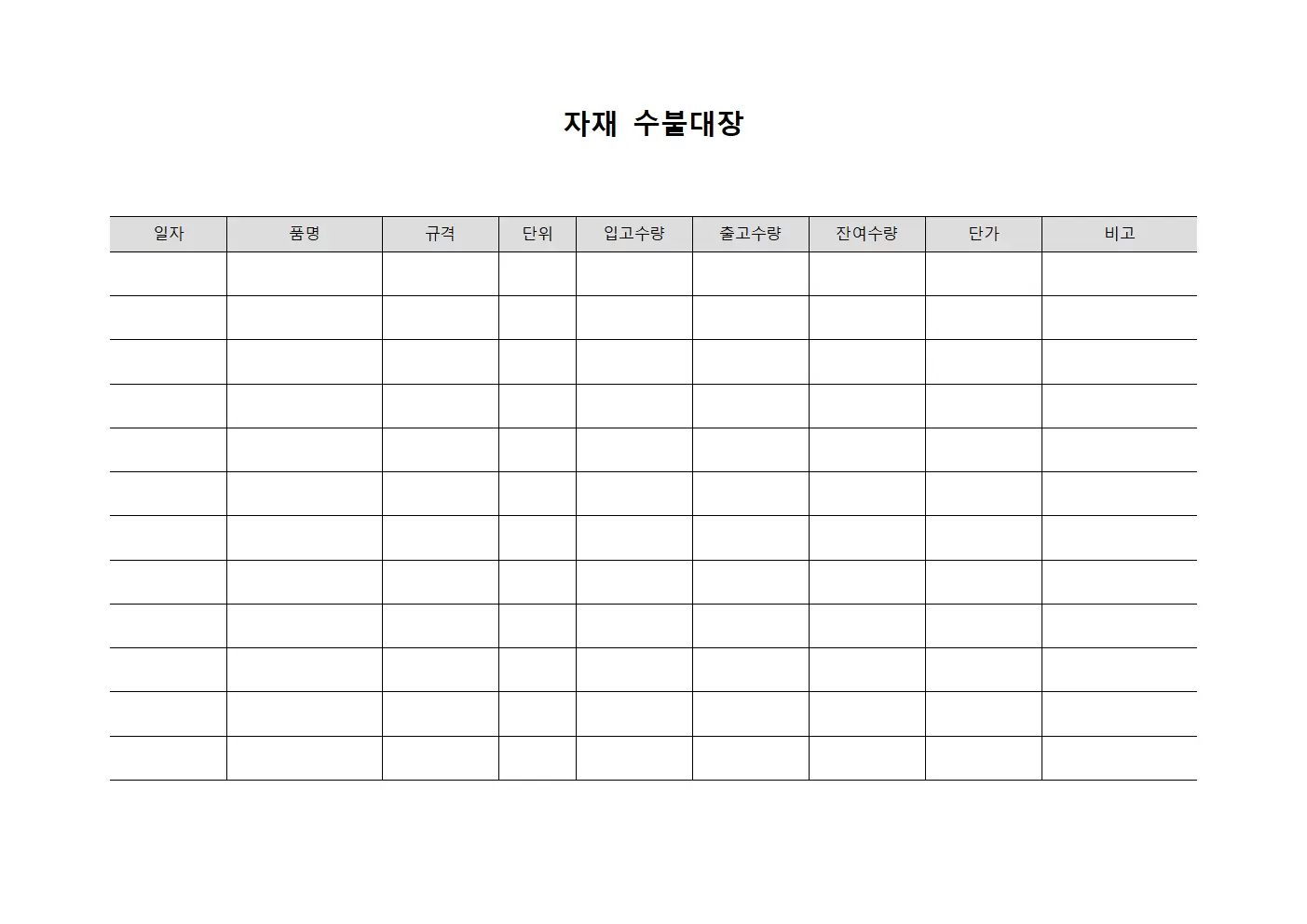 제품유통흐름 자재수불대장