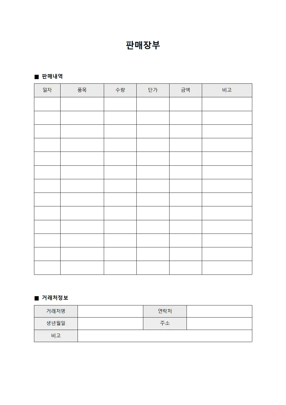 판매장부