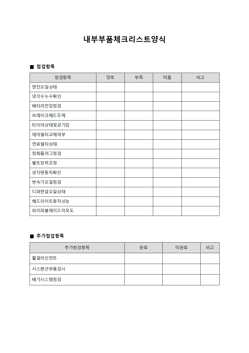 내부부품체크리스트