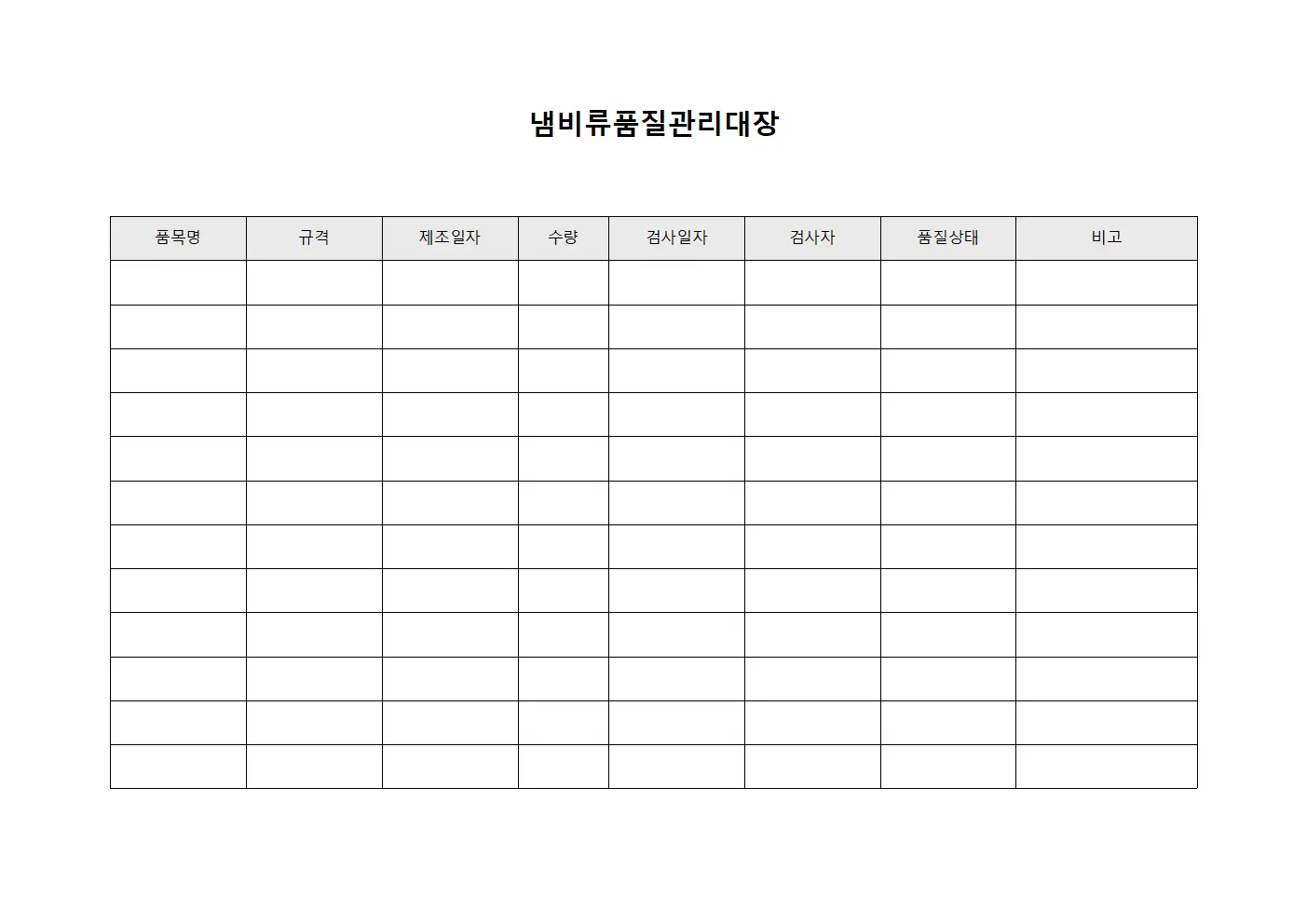 냄비류품질관리대장