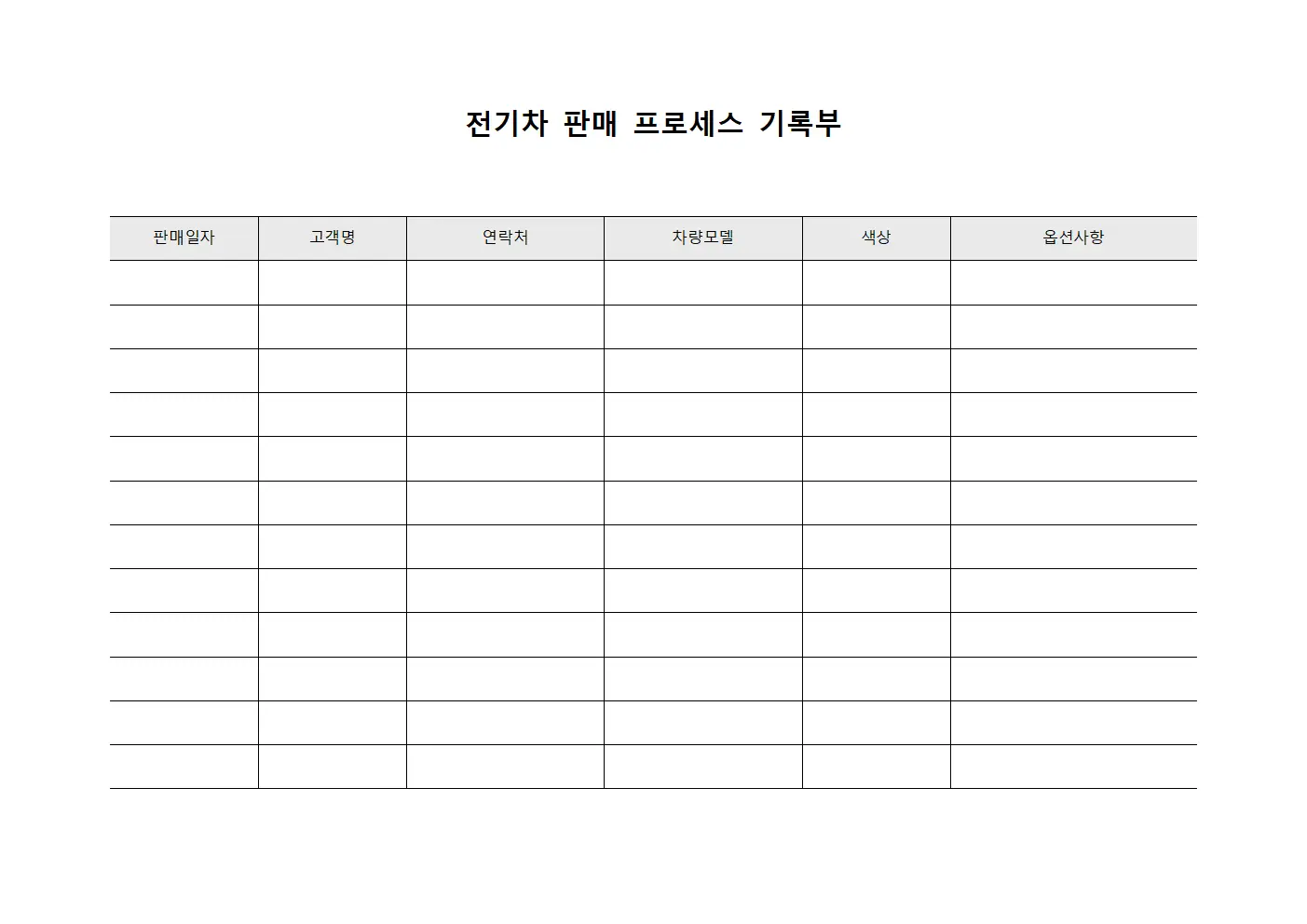 전기차 판매 프로세스 기록부
