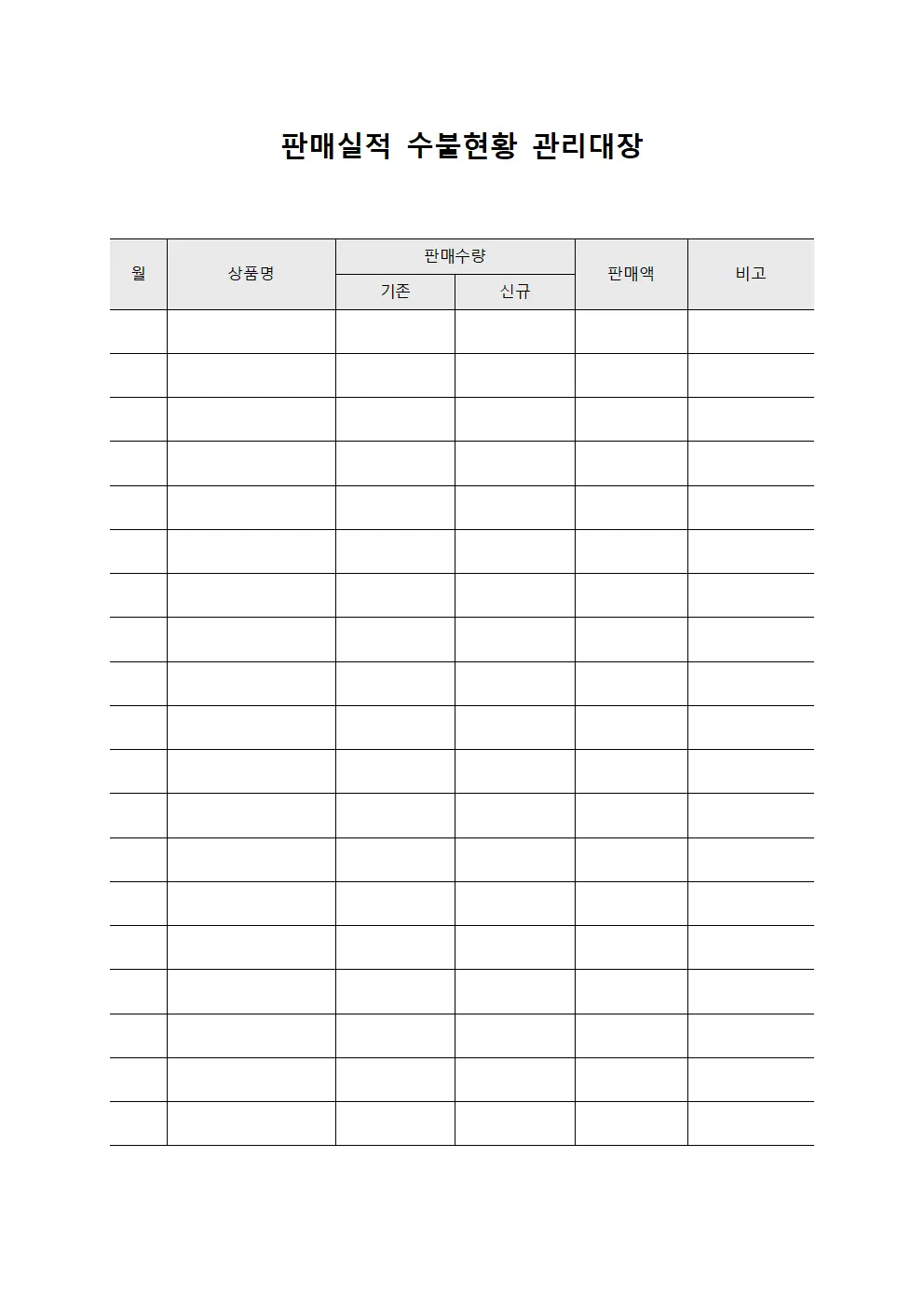 판매실적 수불현황 관리대장