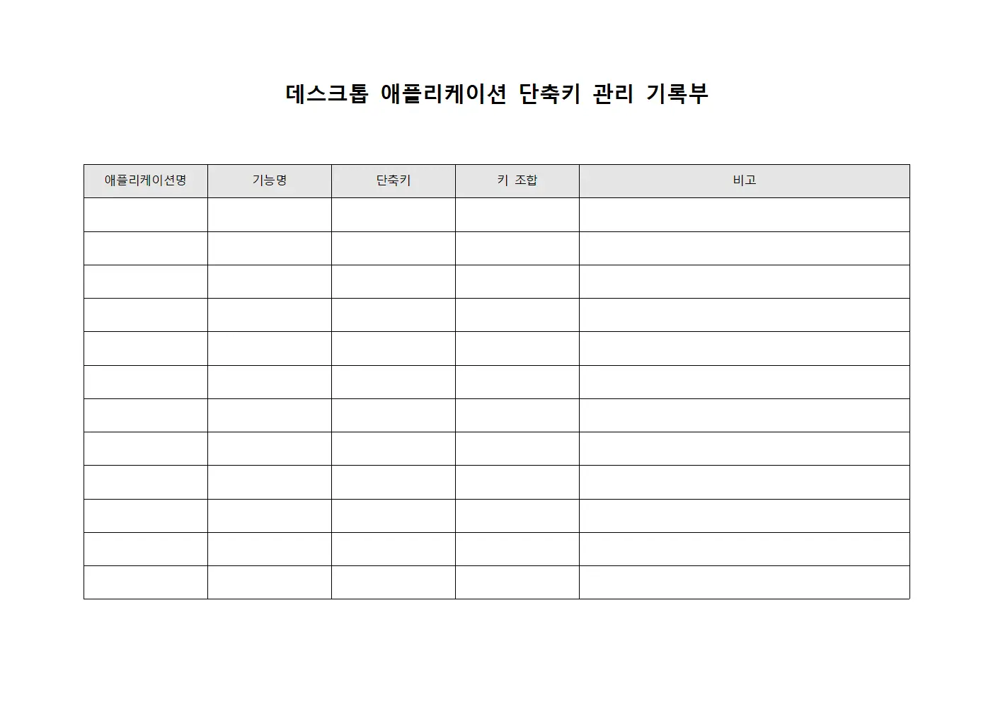데스크톱 애플리케이션 단축키 관리 기록부