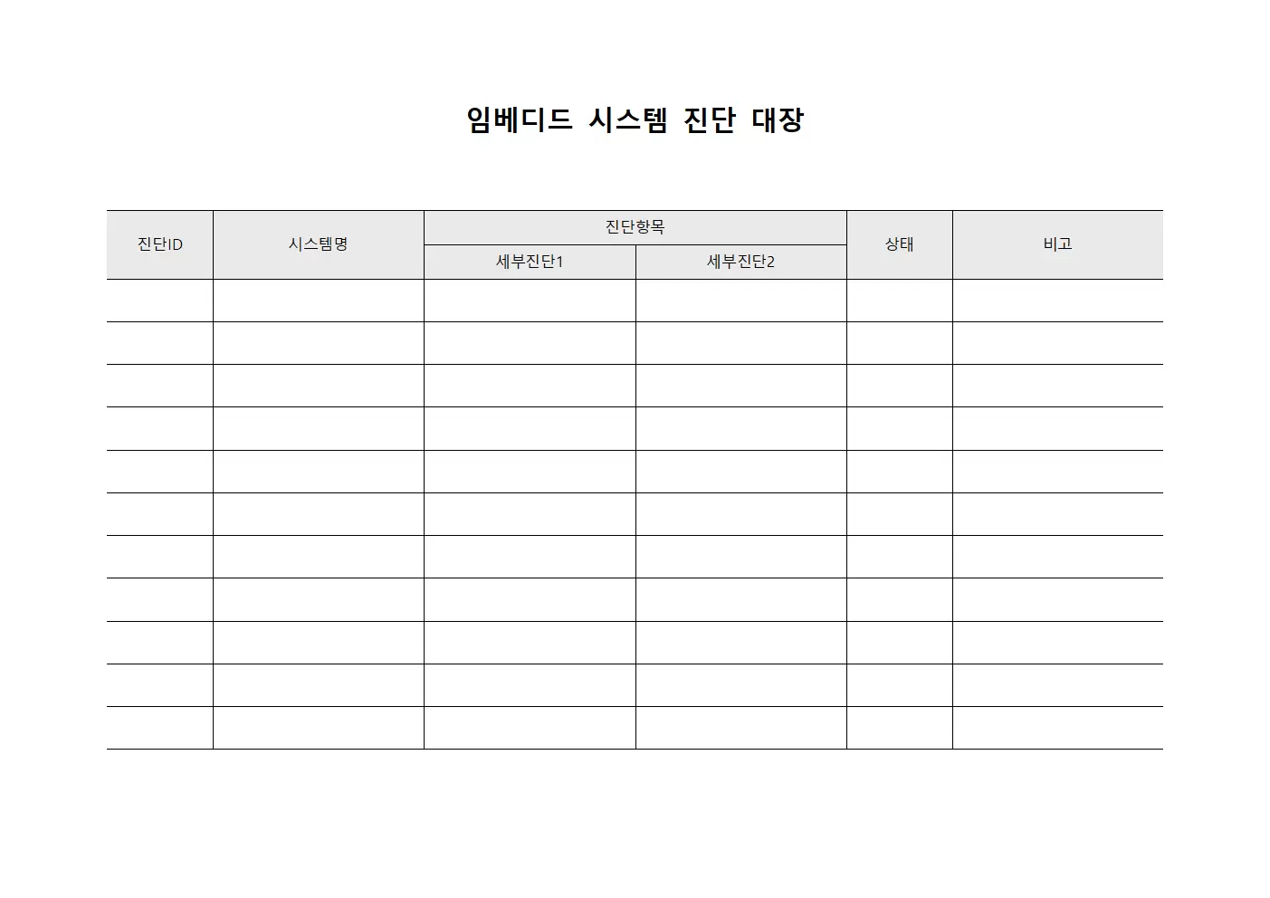 임베디드 시스템 진단 대장