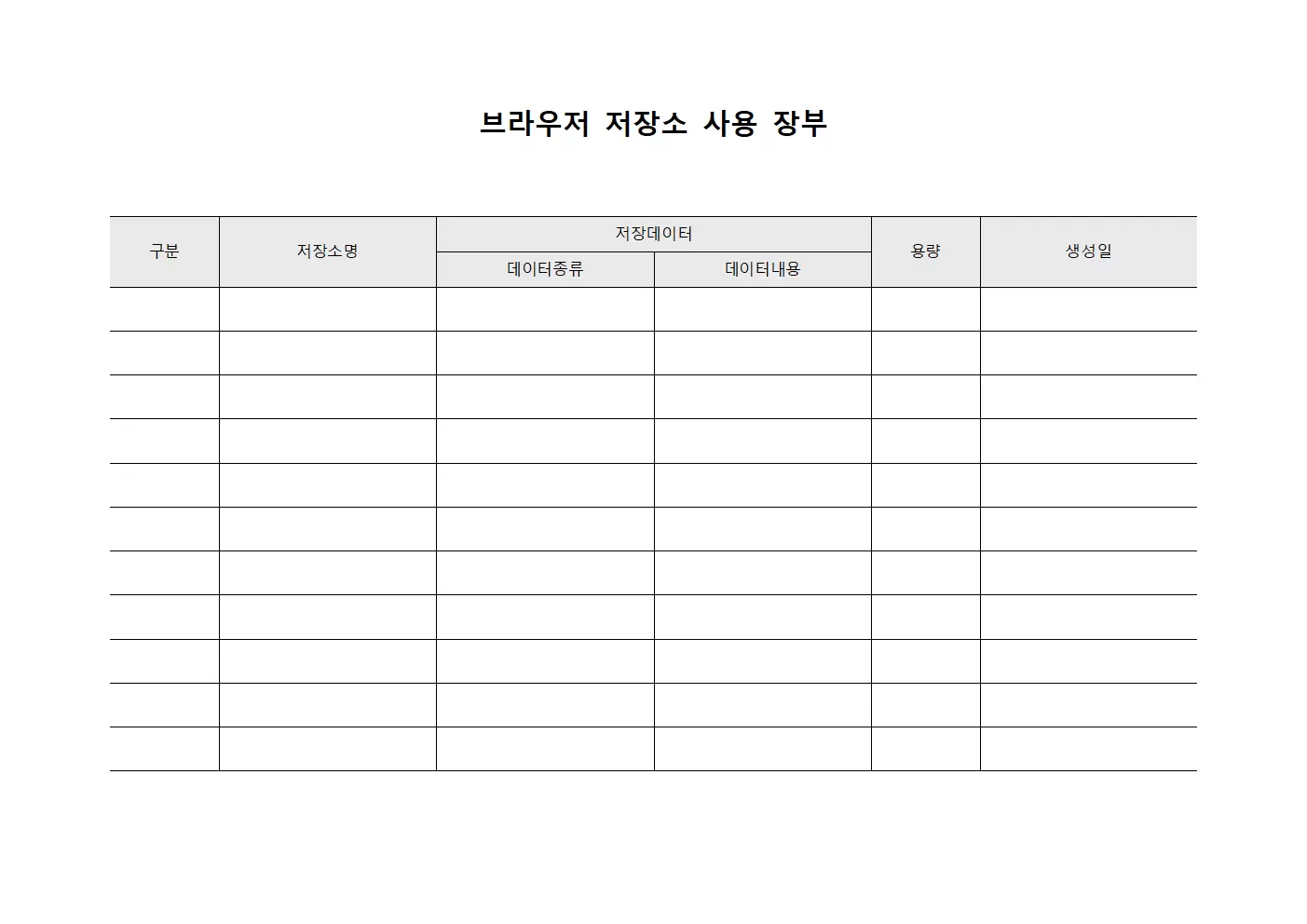 브라우저 저장소 사용 장부