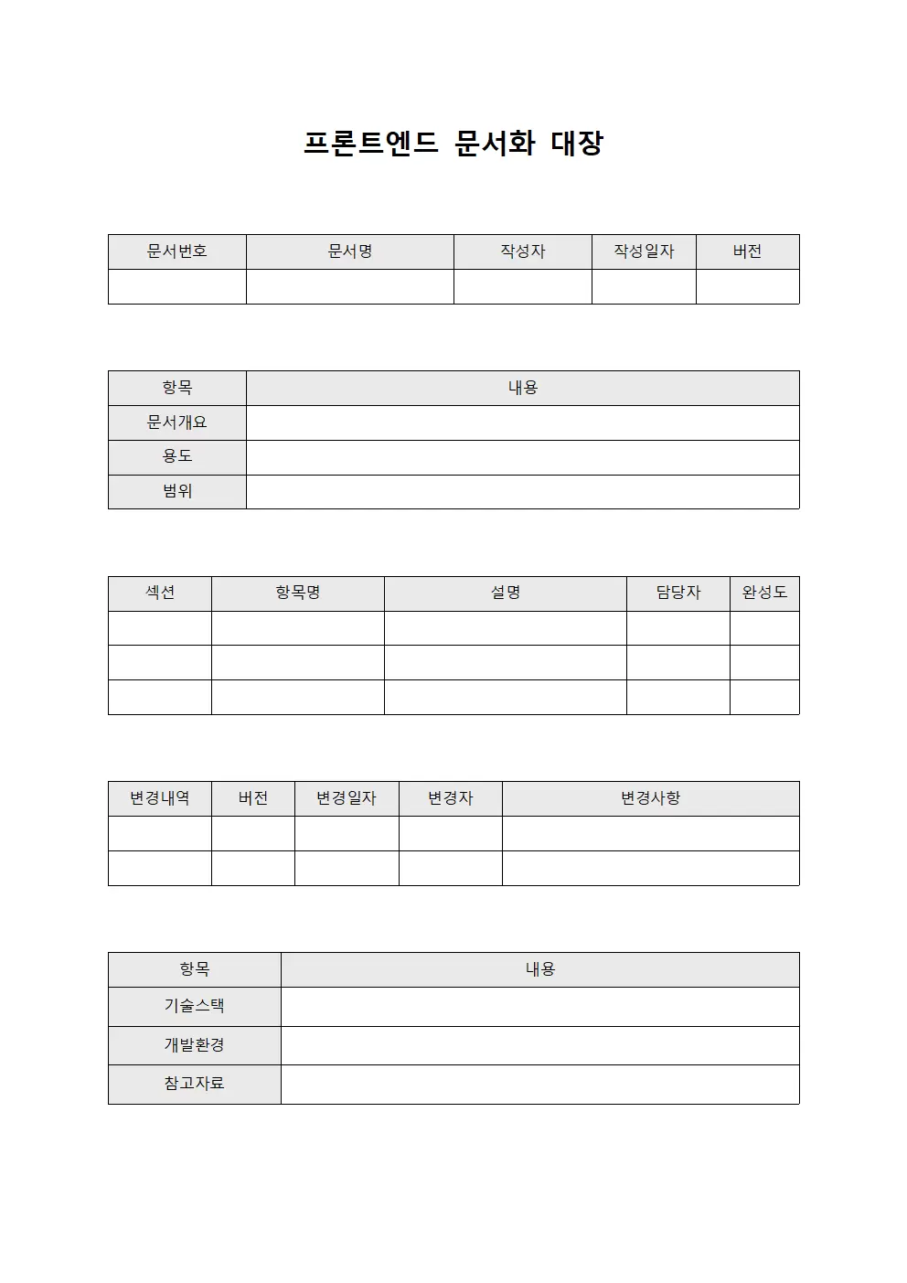 프론트엔드 문서화 대장