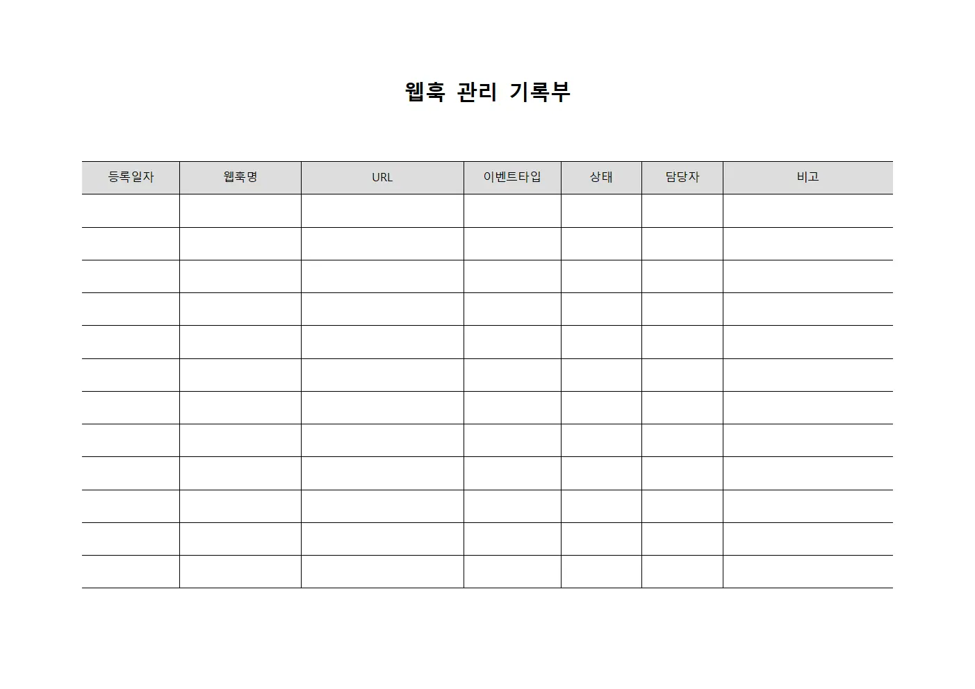 웹훅 관리 기록부