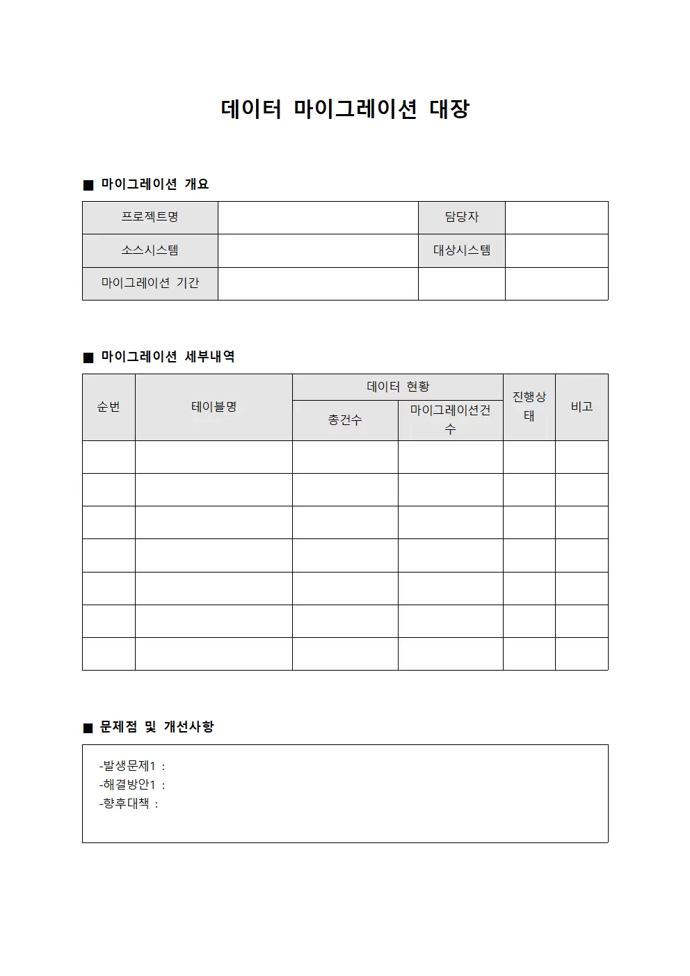 데이터 마이그레이션 대장