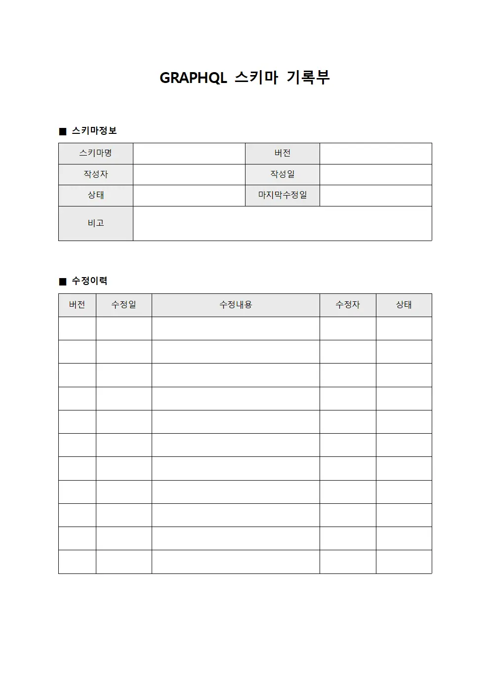 GRAPHQL 스키마 기록부