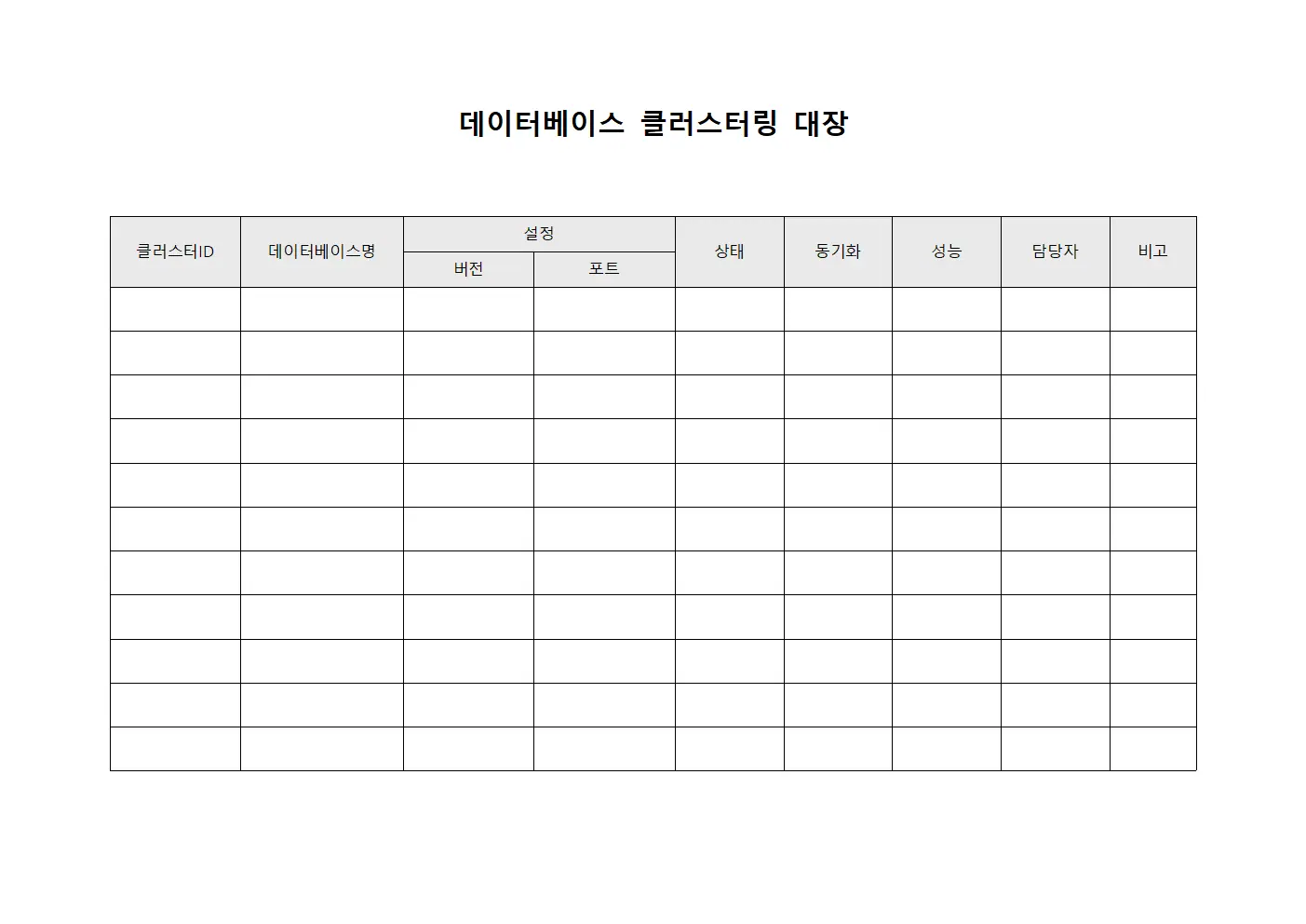 데이터베이스 클러스터링 대장