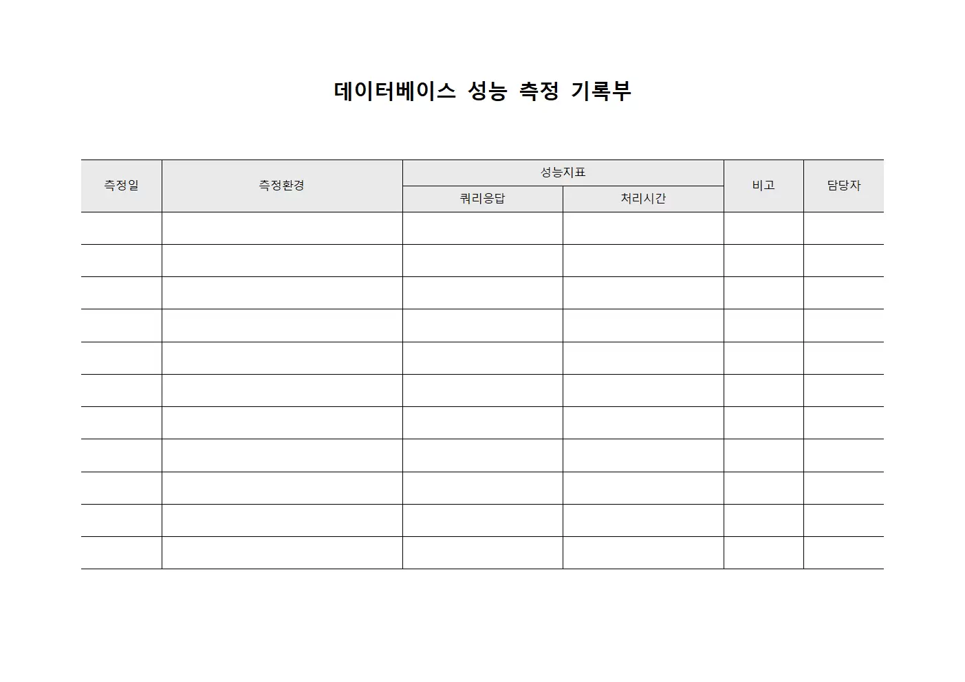 데이터베이스 성능 측정 기록부